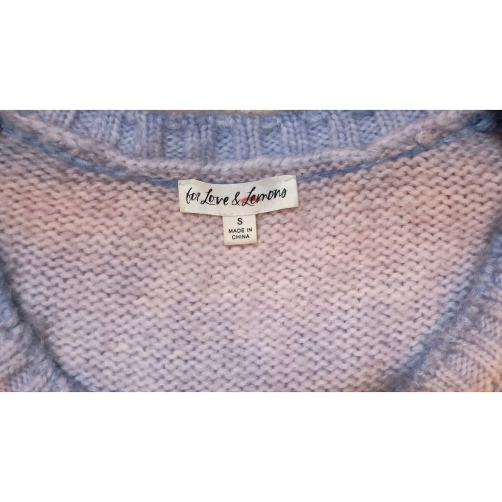 For Love & Lemons Celeste Ombre Fuzzy Knit Twist Front Cropped Sweater S - Picture 6 of 10